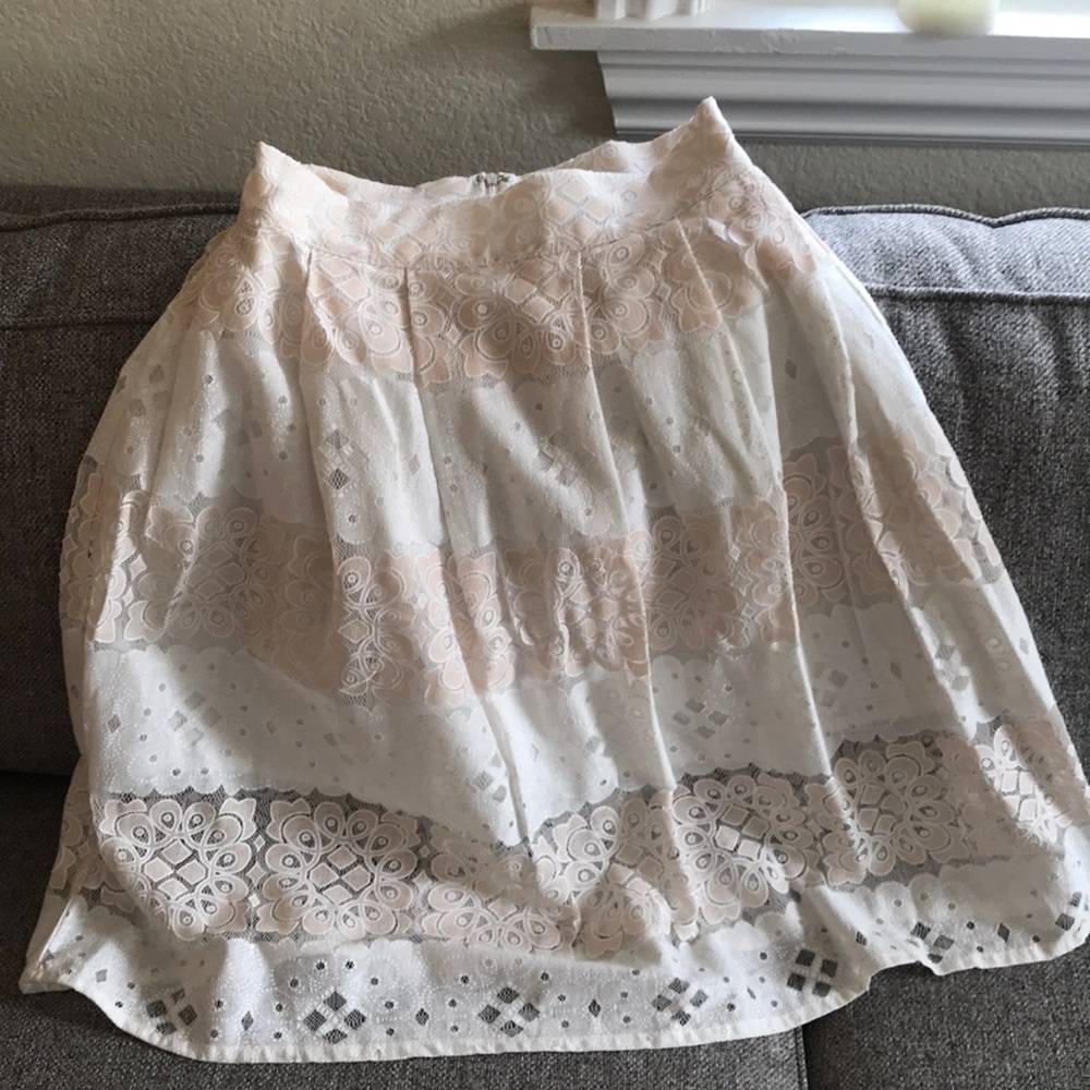 White and Pink lace skirt by Beulah